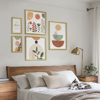 Polyptic înrămat Grafică elegantă cu plante și geometrie