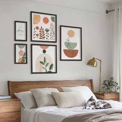 Polyptic înrămat Grafică elegantă cu plante și geometrie