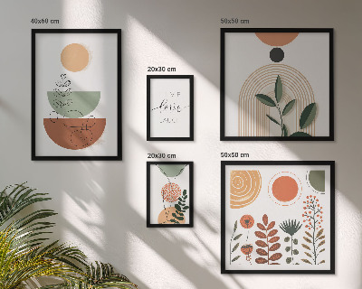 Polyptic înrămat Grafică elegantă cu plante și geometrie
