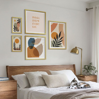Polyptic înrămat Grafică abstractă elegantă a plantelor