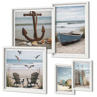 Decorațiune de perete set tablouri Atmosferă de mare, relaxare, plajă