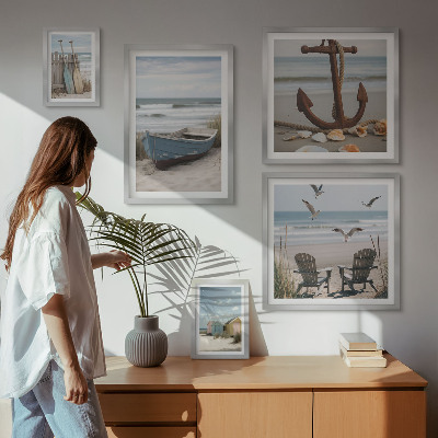 Decorațiune de perete set tablouri Atmosferă de mare, relaxare, plajă