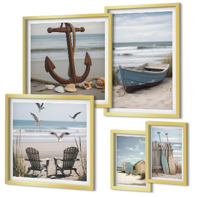 Decorațiune de perete set tablouri Atmosferă de mare, relaxare, plajă