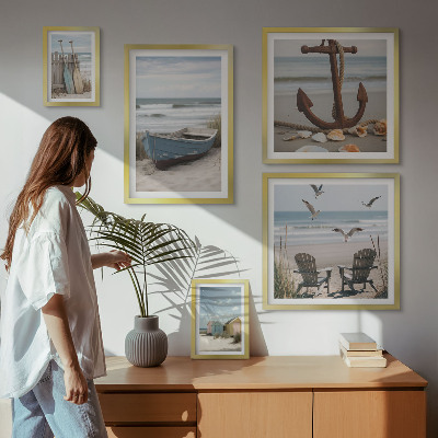 Decorațiune de perete set tablouri Atmosferă de mare, relaxare, plajă