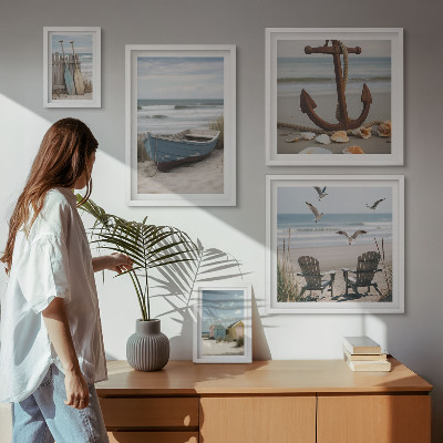 Decorațiune de perete set tablouri Atmosferă de mare, relaxare, plajă