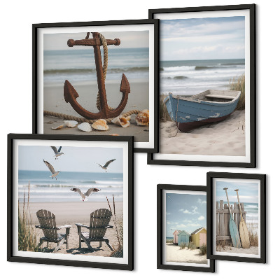 Decorațiune de perete set tablouri Atmosferă de mare, relaxare, plajă