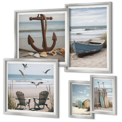 Decorațiune de perete set tablouri Atmosferă de mare, relaxare, plajă