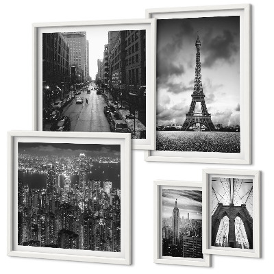 Polyptic înrămat Icoane arhitecturale alb-negru
