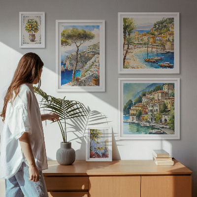 Decorațiune de perete set tablouri Orașe elegante de pe litoral