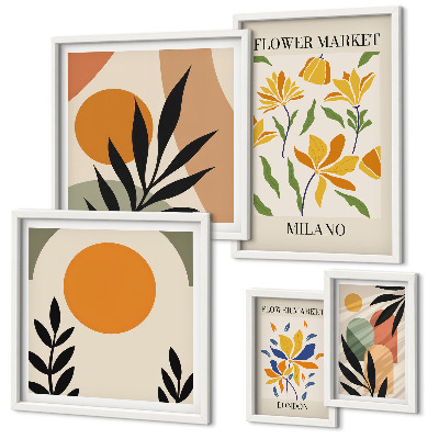Decorațiune de perete set tablouri Flori abstracte în stil boho