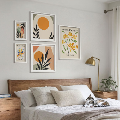 Decorațiune de perete set tablouri Flori abstracte în stil boho