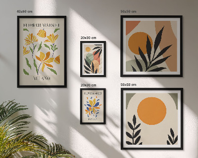 Decorațiune de perete set tablouri Flori abstracte în stil boho