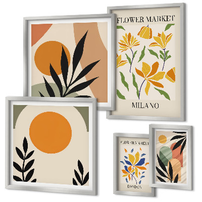 Decorațiune de perete set tablouri Flori abstracte în stil boho