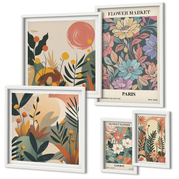 Decorațiune de perete set tablouri Motive florale Paris Londra
