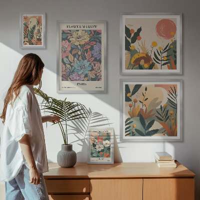 Decorațiune de perete set tablouri Motive florale Paris Londra