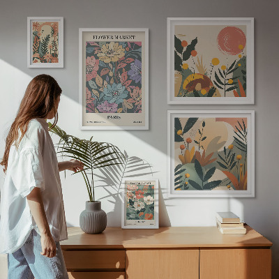 Decorațiune de perete set tablouri Motive florale Paris Londra
