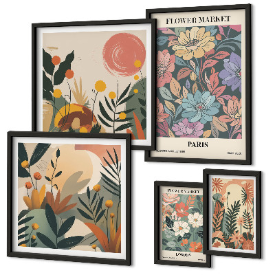 Decorațiune de perete set tablouri Motive florale Paris Londra