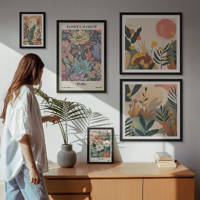 Decorațiune de perete set tablouri Motive florale Paris Londra