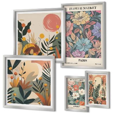 Decorațiune de perete set tablouri Motive florale Paris Londra