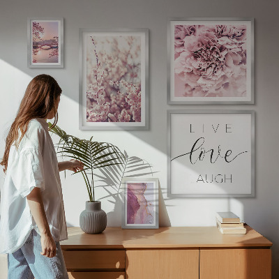 Decorațiune de perete set tablouri Motive florale, sloganuri pastelate