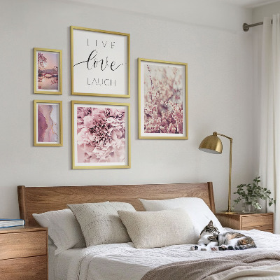 Decorațiune de perete set tablouri Motive florale, sloganuri pastelate