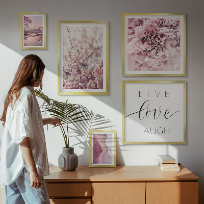 Decorațiune de perete set tablouri Motive florale, sloganuri pastelate