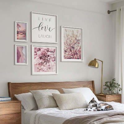 Decorațiune de perete set tablouri Motive florale, sloganuri pastelate