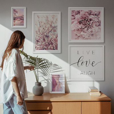 Decorațiune de perete set tablouri Motive florale, sloganuri pastelate