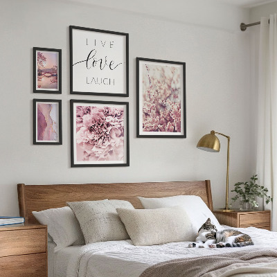 Decorațiune de perete set tablouri Motive florale, sloganuri pastelate