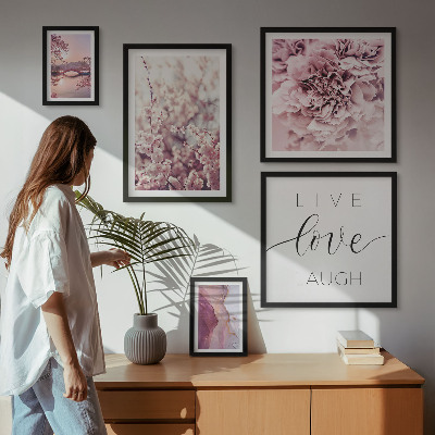 Decorațiune de perete set tablouri Motive florale, sloganuri pastelate