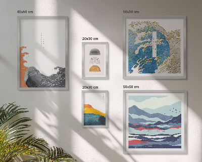 Decorațiune de perete set tablouri Decorațiuni cu valuri și munți în stil japonez