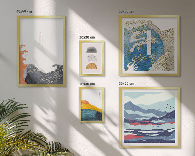 Decorațiune de perete set tablouri Decorațiuni cu valuri și munți în stil japonez