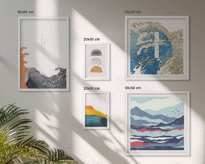 Decorațiune de perete set tablouri Decorațiuni cu valuri și munți în stil japonez