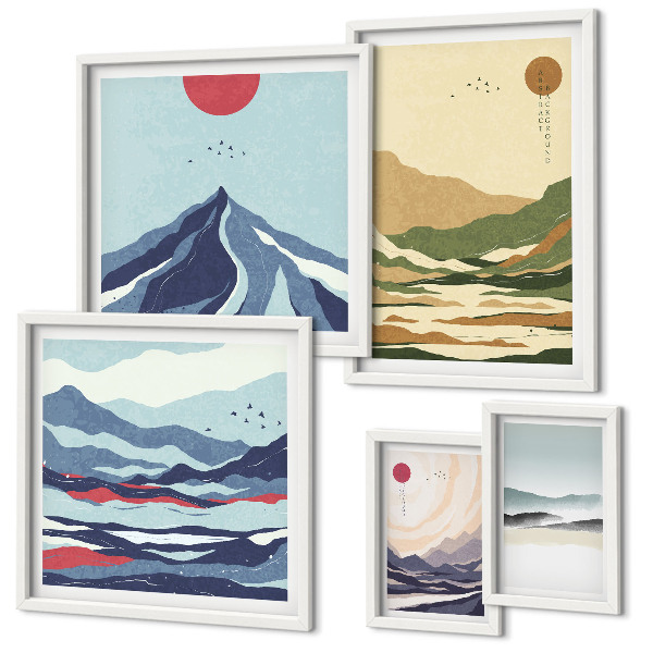 Decorațiune de perete set tablouri Peisaje montane naturale