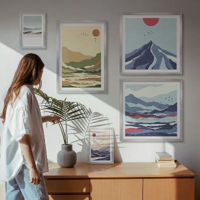 Decorațiune de perete set tablouri Peisaje montane naturale