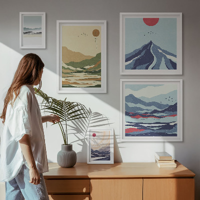 Decorațiune de perete set tablouri Peisaje montane naturale