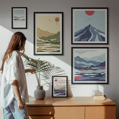 Decorațiune de perete set tablouri Peisaje montane naturale