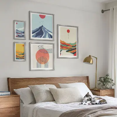 Peisaje montane abstracte tablou poliptic înrămat