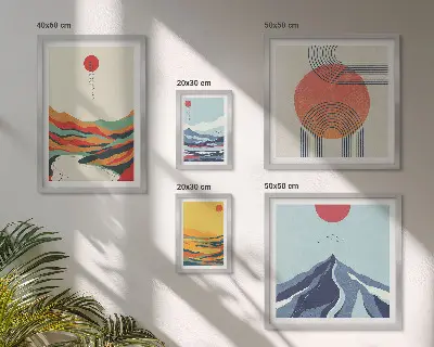 Peisaje montane abstracte tablou poliptic înrămat