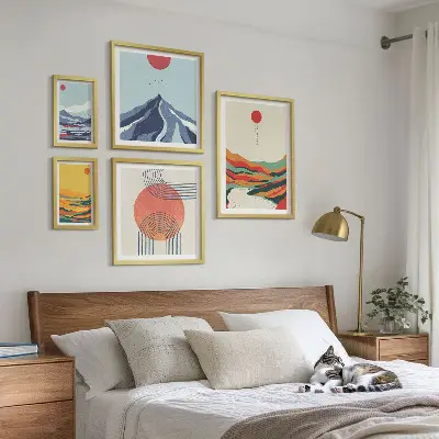 Peisaje montane abstracte tablou poliptic înrămat