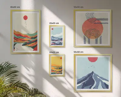 Peisaje montane abstracte tablou poliptic înrămat