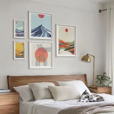 Peisaje montane abstracte tablou poliptic înrămat