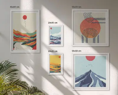 Peisaje montane abstracte tablou poliptic înrămat