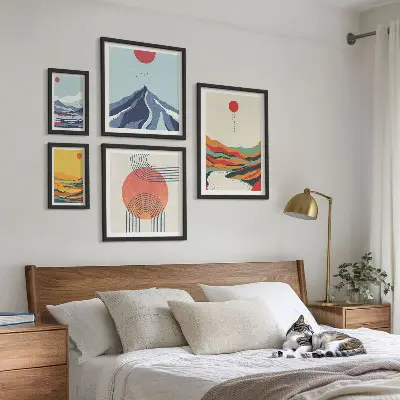 Peisaje montane abstracte tablou poliptic înrămat