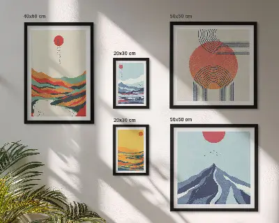 Peisaje montane abstracte tablou poliptic înrămat