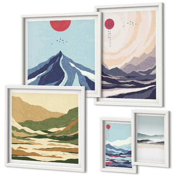 Decorațiune de perete set tablouri Peisaje montane abstracte