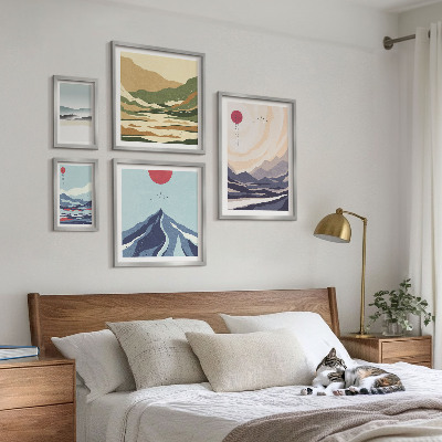 Decorațiune de perete set tablouri Peisaje montane abstracte