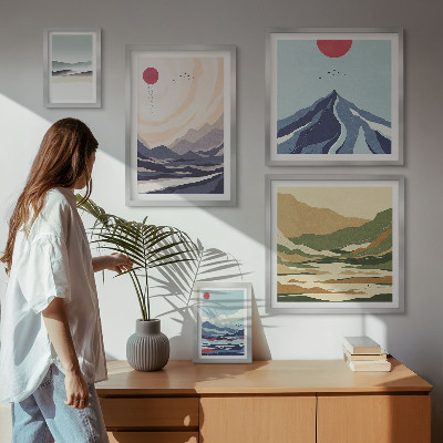 Decorațiune de perete set tablouri Peisaje montane abstracte