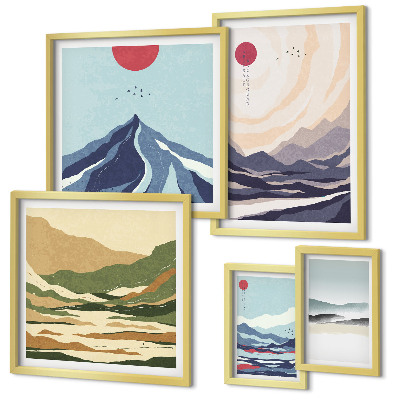 Decorațiune de perete set tablouri Peisaje montane abstracte