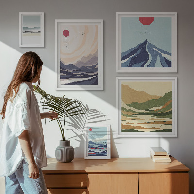 Decorațiune de perete set tablouri Peisaje montane abstracte